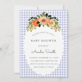 004 Invitaciones de Baby Shower a Cuadros Florales