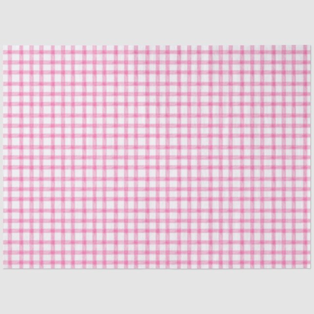 009 Fucsia Rosa Brillante Papel de Seda a Cuadros (Anverso)