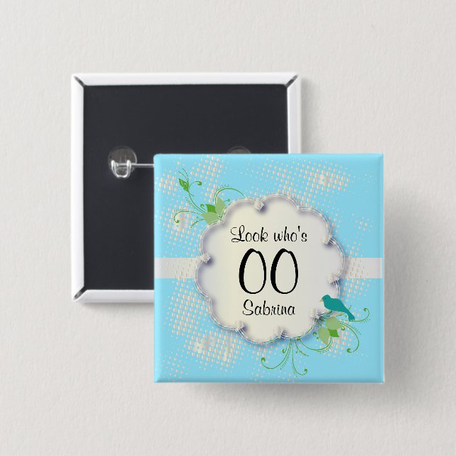 00.ª fiesta de cumpleaños | Botón de ajuste de tex (Anverso y reverso)