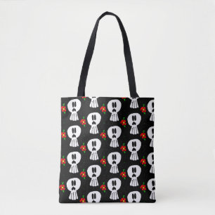 0109 - Bolsa Tote con cráneos y flores
