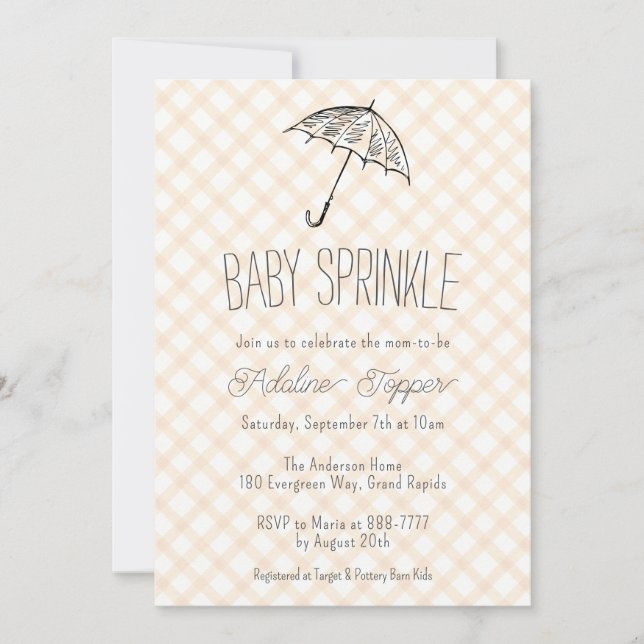 012 Sombrilla Moderna Invitación de Baby Sprinkle  (Anverso)