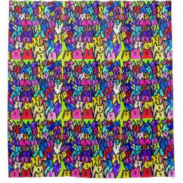 0141 - Patrón de gatos - Cortina de ducha