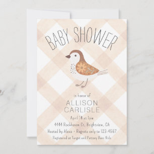 014 Latte Tan Cute Invitación de Baby Shower Flora