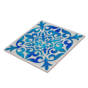 019 Diseño de baldosas azules de cerámica de est