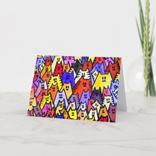 01 - Tarjeta de felicitación 07 Cats Feliz Cumplea