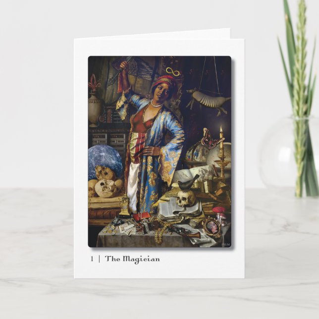 01 Tarjeta de felicitación de Magician Tarot (Anverso)