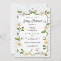 020 Niebla Gris Floral Daisy Cuadro Invitación de 