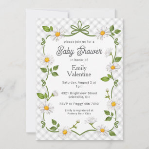 020 Niebla Gris Floral Daisy Cuadro Invitación de 