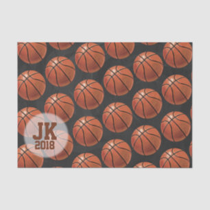 03 de 12 Papel de tejidos del patrón de baloncesto