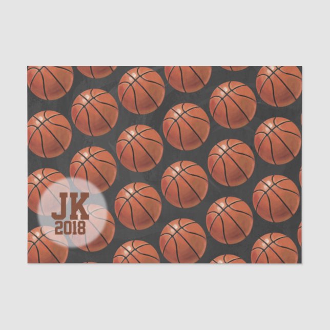 03 de 12 Papel de tejidos del patrón de baloncesto (Anverso)