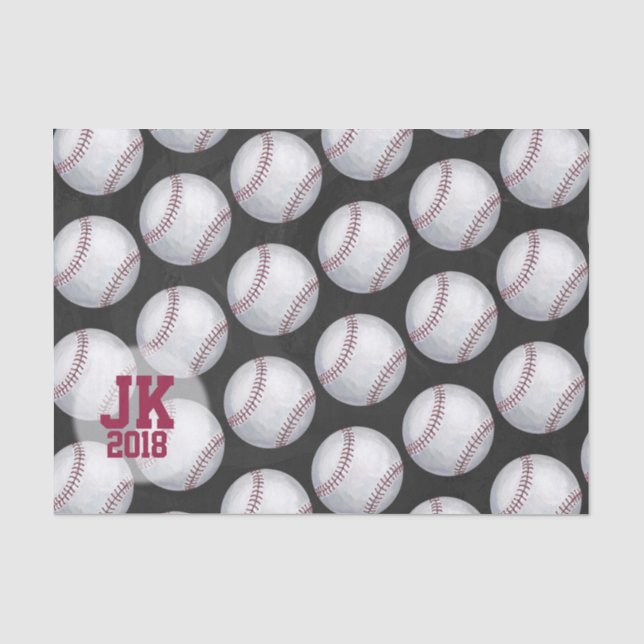 03 de 12 Papel de tejidos del patrón de béisbol (Anverso)