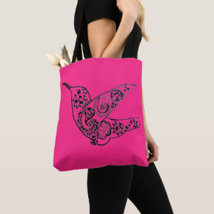 071 - Bolsa De Tote De Hummingbird Rojo Rosa