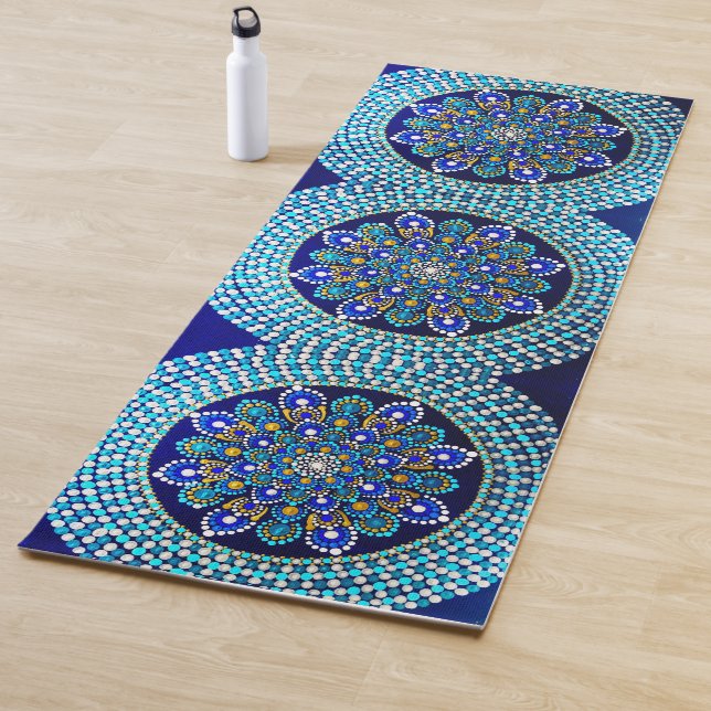 086 - Royal Blue Mandala Yoga Mat (In situ)