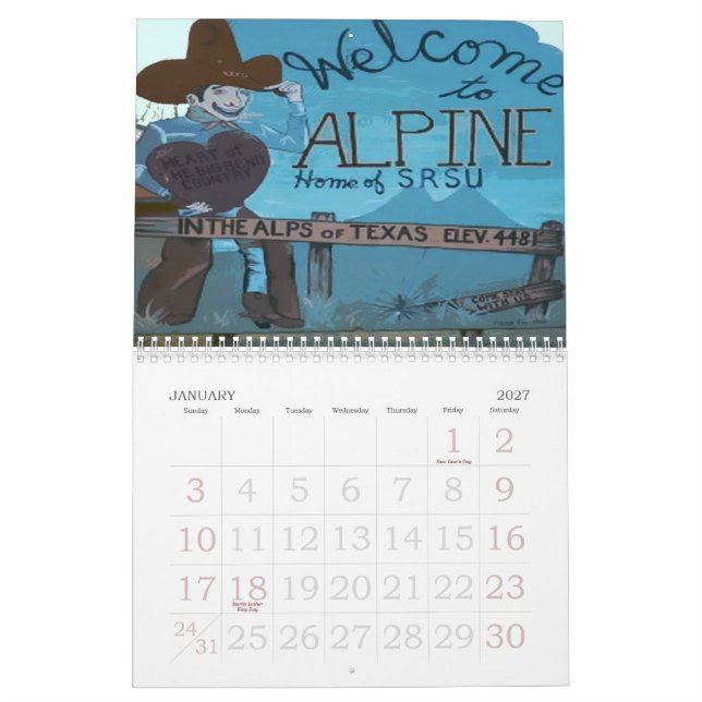 0-Alpine, calendario de Tejas 2010 del Daytripper (Jan 2027)