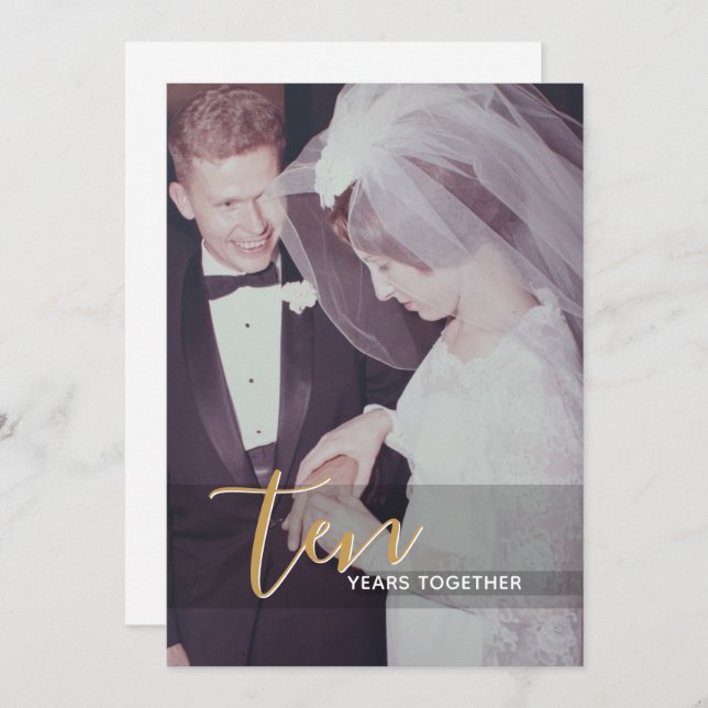 10º Aniversario de Boda y Tarjeta de Invitación de (Anverso / Reverso)