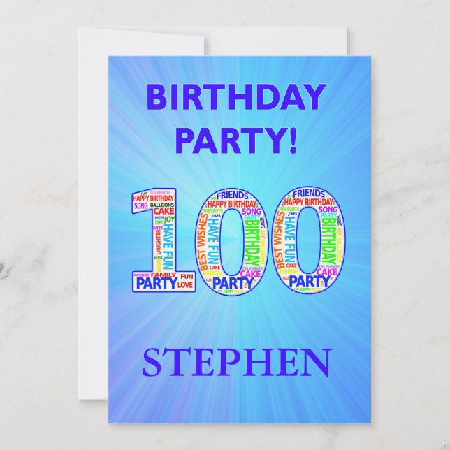 100.ª invitación a fiesta de cumpleaños Añadir un  (Anverso)