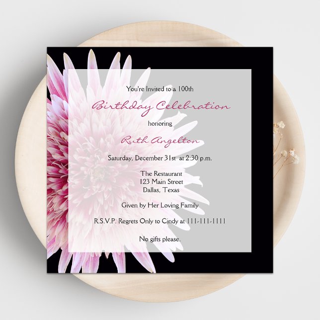 100.ª invitación a la fiesta de cumpleaños Gerbera (Subido por el creador)