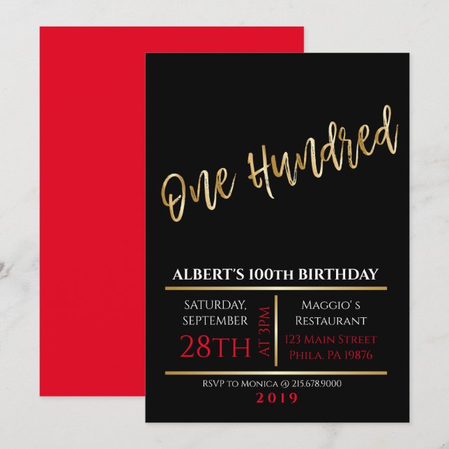 100.ª invitación a la Fiesta Negra de Oro (Anverso / Reverso)
