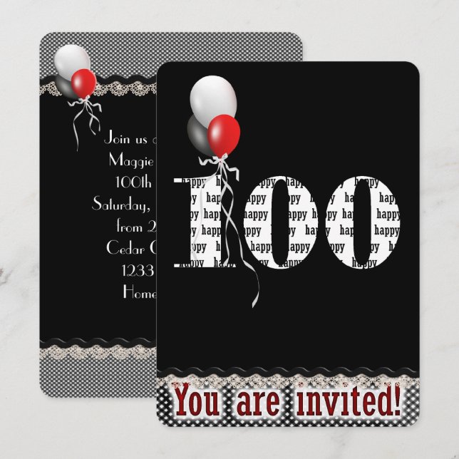 100.ª invitación de cumpleaños (Anverso / Reverso)