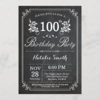 100.ª Invitación de cumpleaños Cartón Floral