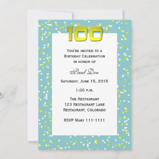 100.ª Invitación de cumpleaños Confetti
