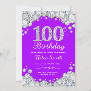 100.ª invitación de cumpleaños Diamante de Plata P