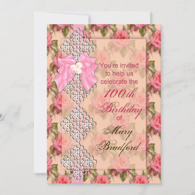 100.ª invitaciones a fiestas de cumpleaños (hembra (Anverso)