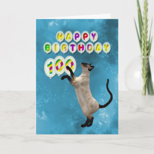 100.ª tarjeta de cumpleaños con gatos siameses