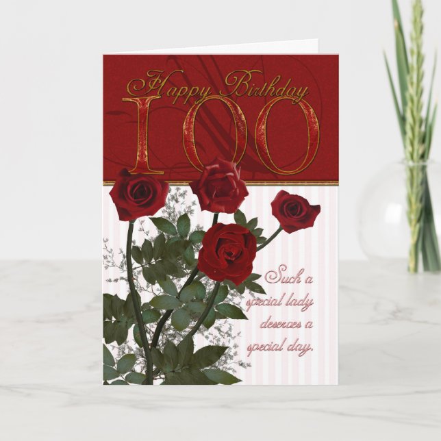 100.ª tarjeta de cumpleaños con Rosas (Anverso)