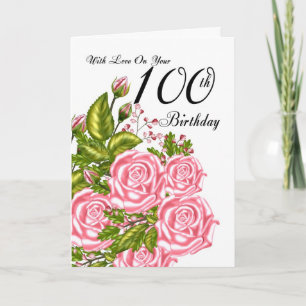 100.ª Tarjeta de cumpleaños con rosas rosadas