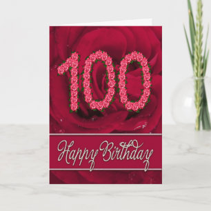 100.ª tarjeta de cumpleaños con rosas y hojas
