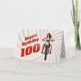 100.ª tarjeta de cumpleaños con un chica de moto