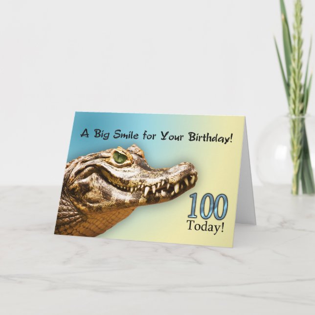 100.ª tarjeta de cumpleaños con un cocodrilo sonri (Anverso)