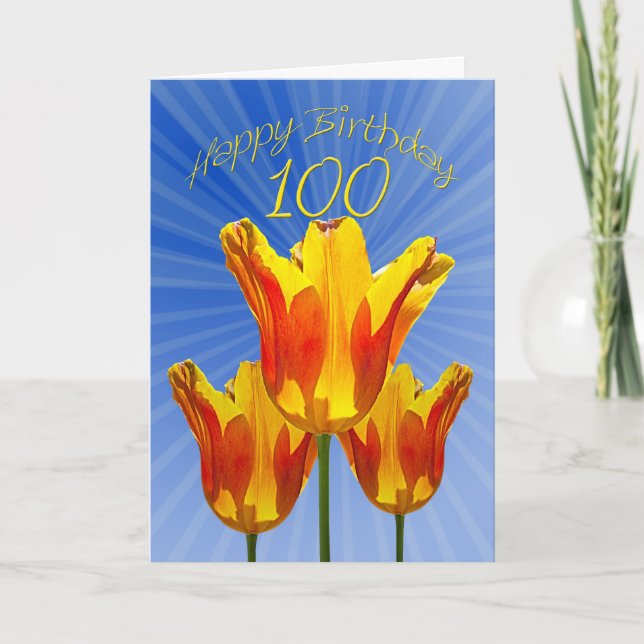 100.ª tarjeta de cumpleaños, tulipanes llenos de s (Anverso)