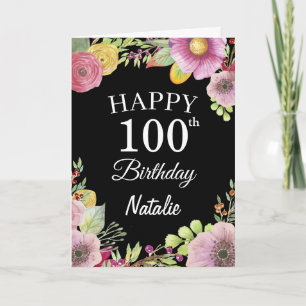 100.º cumpleaños acuarela Floral Flores Tarjeta ne