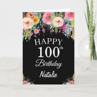 100.º cumpleaños acuarela Floral Flores Tarjeta ne