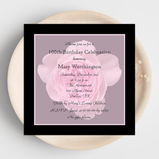 100.º Rosa de invitaciones a fiestas de cumpleaños