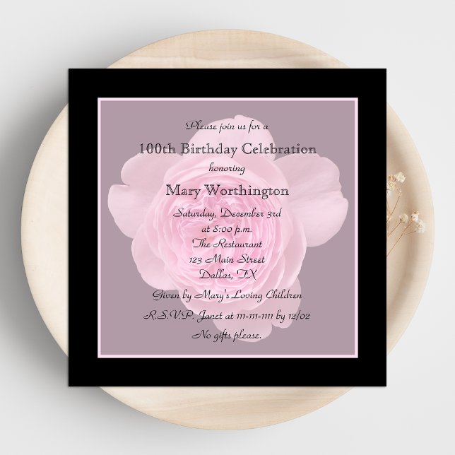 100.º Rosa de invitaciones a fiestas de cumpleaños (Subido por el creador)