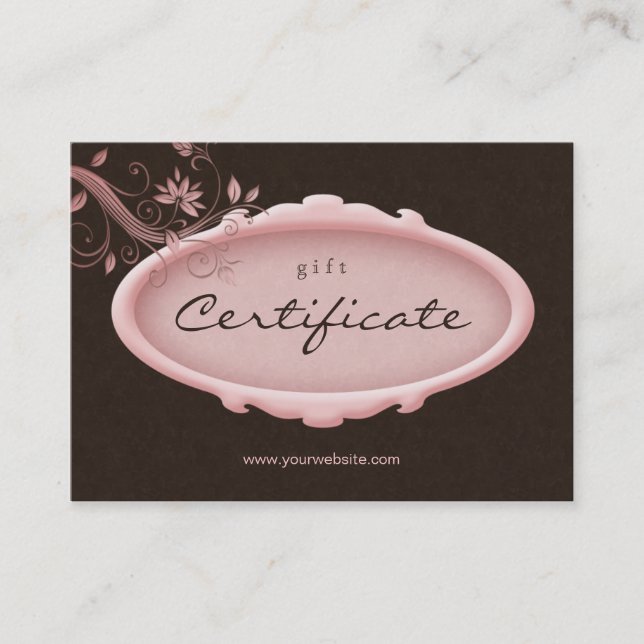 /100 Certificado De Regalo De Salón Spa Marrón Flo (Anverso)