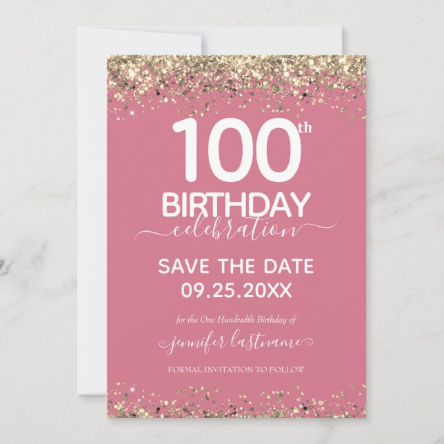 100 cumpleaños Guardar la invitación de fecha (Anverso)