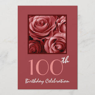100° cumpleaños invitación a la fiesta Roses Rojas