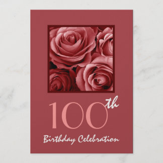 100° cumpleaños invitación a la fiesta Roses Rojas
