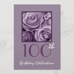 100° cumpleaños invitación a Rosas Lilac Purple