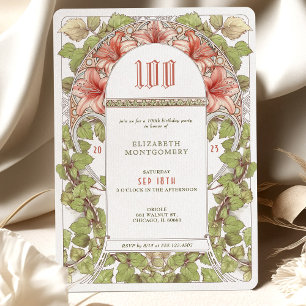 100 cumpleaños invitación Art Nouveau Alphonse Muc