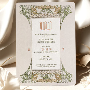 100 cumpleaños invitación Art Nouveau de Mucha