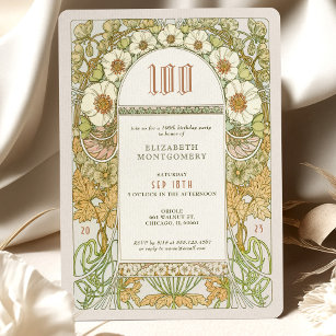 100 cumpleaños invitación Art Nouveau de Mucha