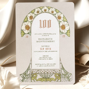 100 cumpleaños invitación Art Nouveau de Mucha