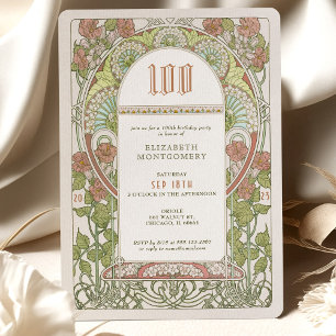 100 cumpleaños invitación Art Nouveau de Mucha