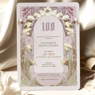 100 cumpleaños invitación Art Nouveau de Mucha