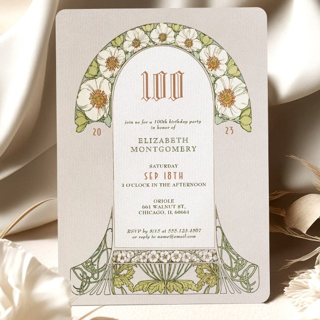 100 cumpleaños invitación Art Nouveau de Mucha (Subido por el creador)